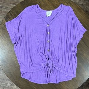 Purple Tie Front Blouse